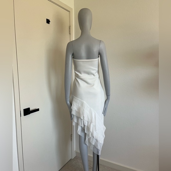 UPDATE: SOLD! white asymmetric ruffle midi dress - Picture 6 of 10